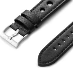 22mm czarny pasek do zegarka ze skóry licowej w stylu racing