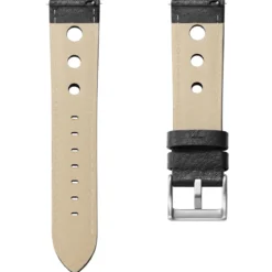 22mm czarny pasek do zegarka ze skóry licowej w stylu racing