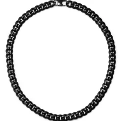 12 mm czarny stalowy naszyjnik łańcuszkowy
