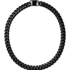 14 mm czarny stalowy naszyjnik łańcuszkowy