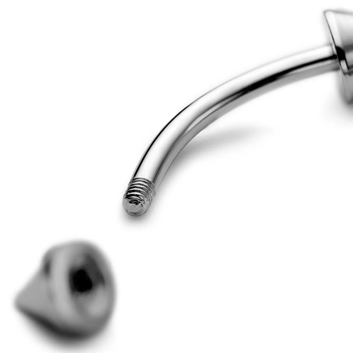 6 mm zakrzywiona srebrzysta sztanga z kolcami ze stali chirurgicznej