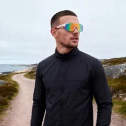 Momentum | Biało-różowe sportowe okulary przeciwsłoneczne wraparound