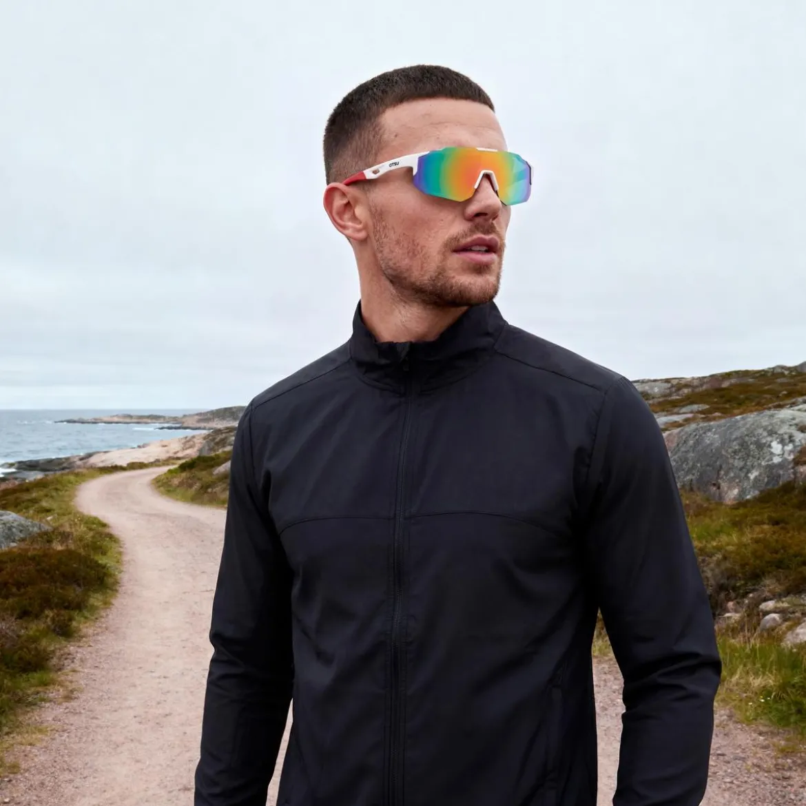 Momentum | Biało-różowe sportowe okulary przeciwsłoneczne wraparound