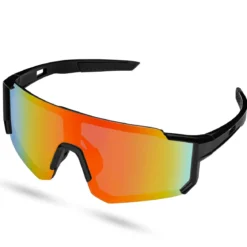 Momentum | Czarno-pomarańczowe sportowe okulary przeciwsłoneczne wraparound