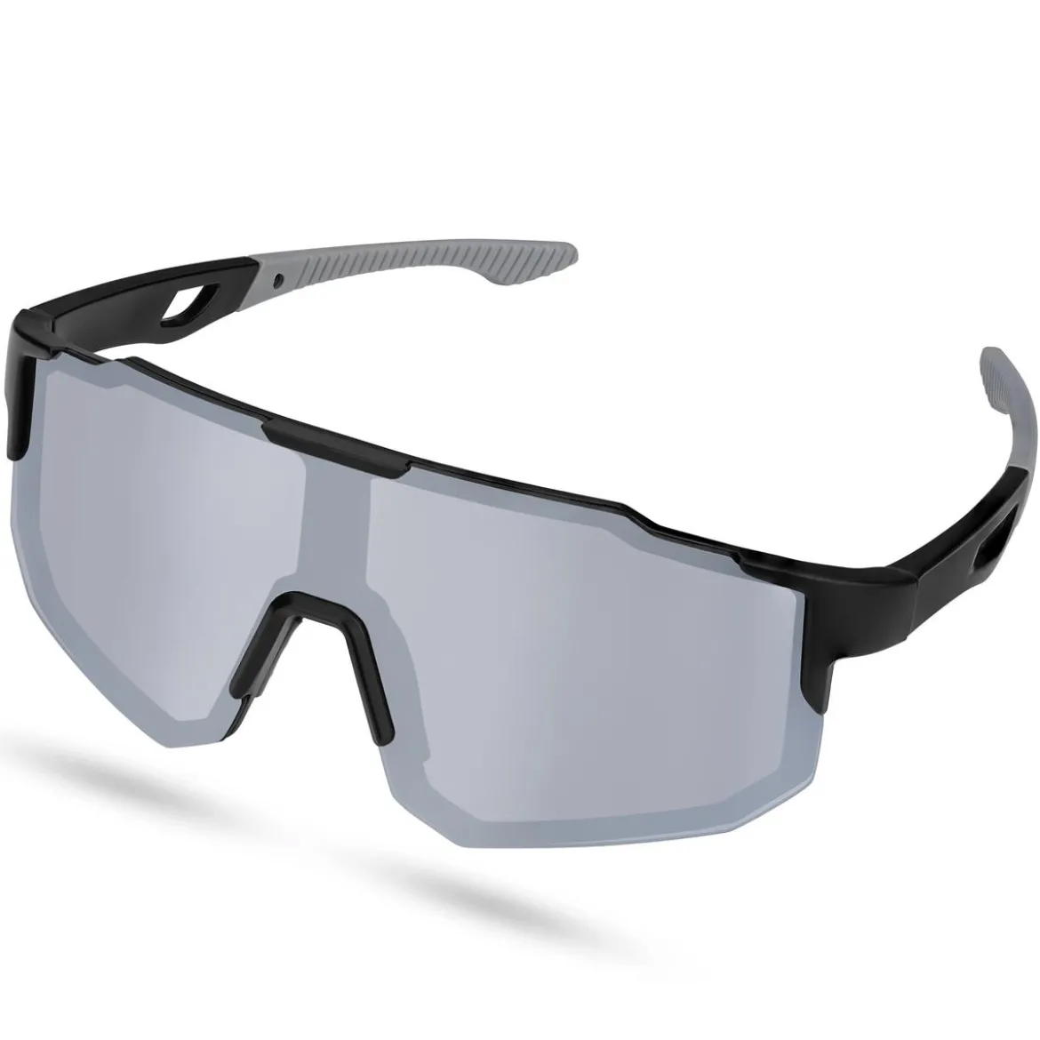 Momentum | Czarno-szare sportowe okulary przeciwsłoneczne wraparound