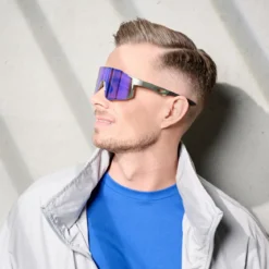 Momentum | Czarno-zielone sportowe okulary przeciwsłoneczne wraparound