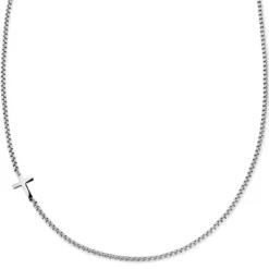 New Classics | 3 mm naszyjnik z krzyżykiem ze stali nierdzewnej w srebrnym kolorze