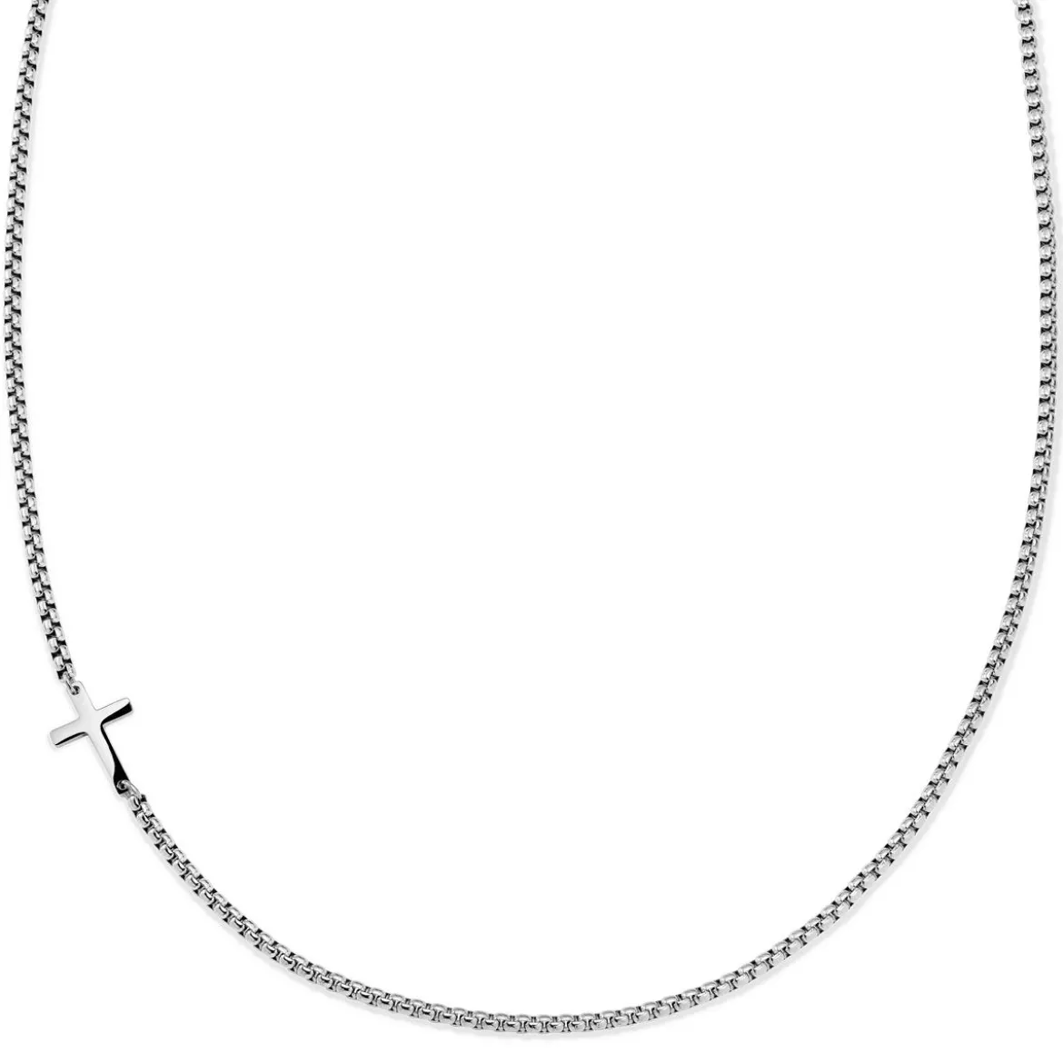 New Classics | 3 mm naszyjnik z krzyżykiem ze stali nierdzewnej w srebrnym kolorze