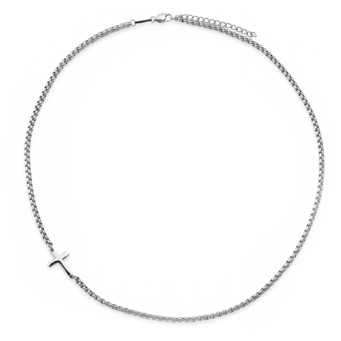 New Classics | 3 mm naszyjnik z krzyżykiem ze stali nierdzewnej w srebrnym kolorze