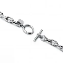 New Classics | Naszyjnik z ogniw typu O ze stali nierdzewnej z zapięciem typu toggle 6.5 mm w srebrnym kolorze