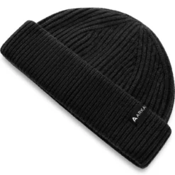 Nordic | Czarna rybacka czapka beanie z mieszanki wełny