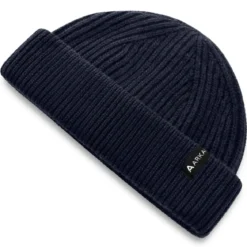 Nordic | Granatowa czapka beanie rybacka z mieszanki wełny
