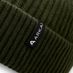 Nordic | Oliwkowa czapka beanie rybacka z mieszanki wełny