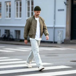 Nordic | Oliwkowa czapka beanie rybacka z mieszanki wełny