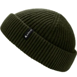 Nordic | Oliwkowa czapka beanie rybacka z mieszanki wełny