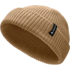 Nordic | Piaskowa czapka beanie rybacka z poliestru