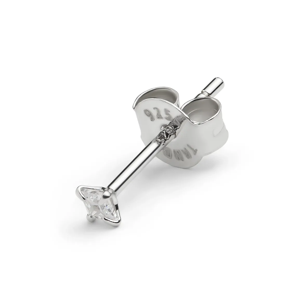 Nova | Kwadratowy kolczyk ze srebra próby 925 z cyrkonią 7A Premium - 2 mm