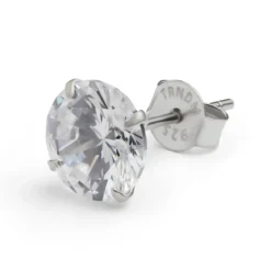 Nova | Okrągły kolczyk ze srebra próby 925 z cyrkonią 7A Premium - 8 mm