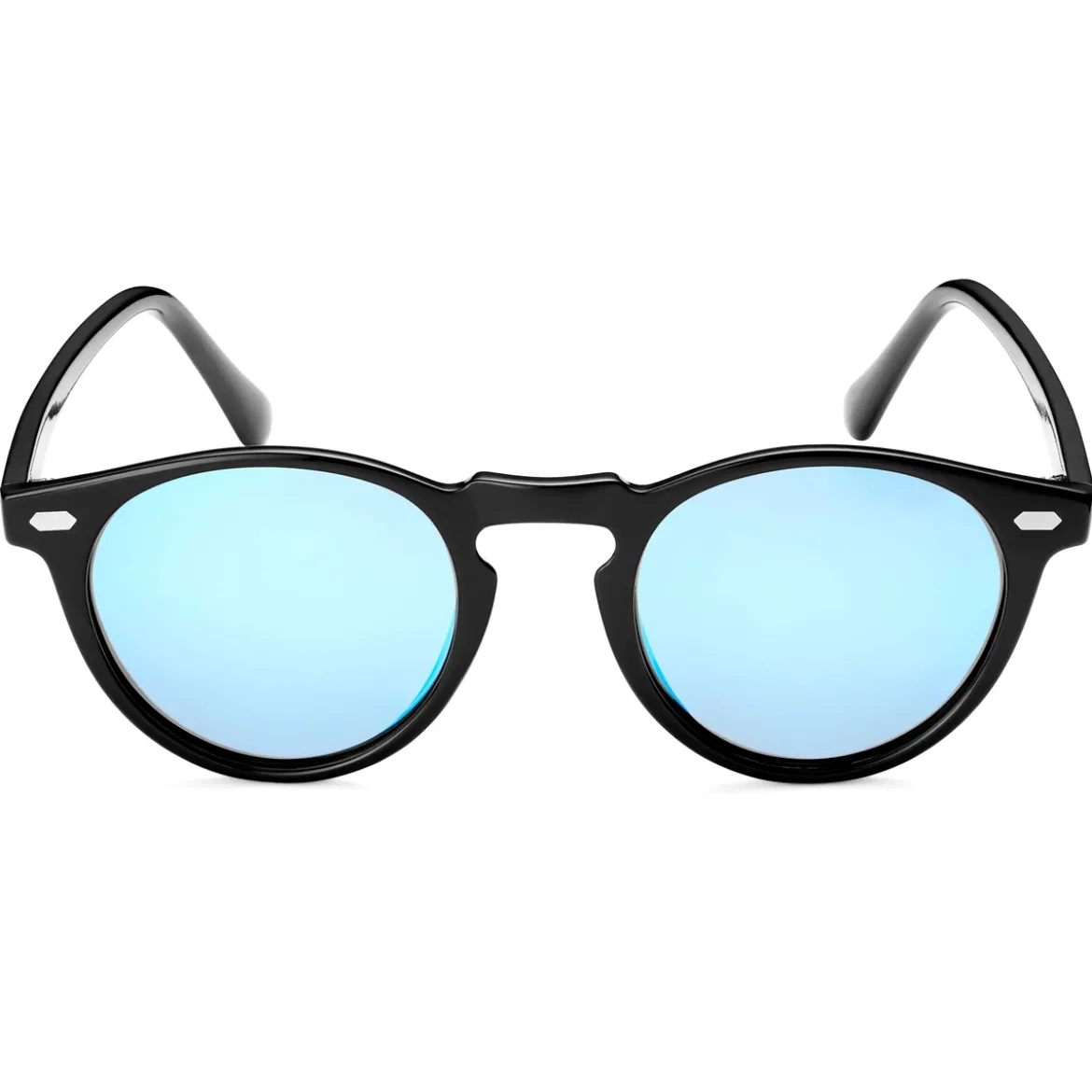 Okrągłe czarno-niebieskie lustrzane okulary przeciwsłoneczne retro z polaryzacją