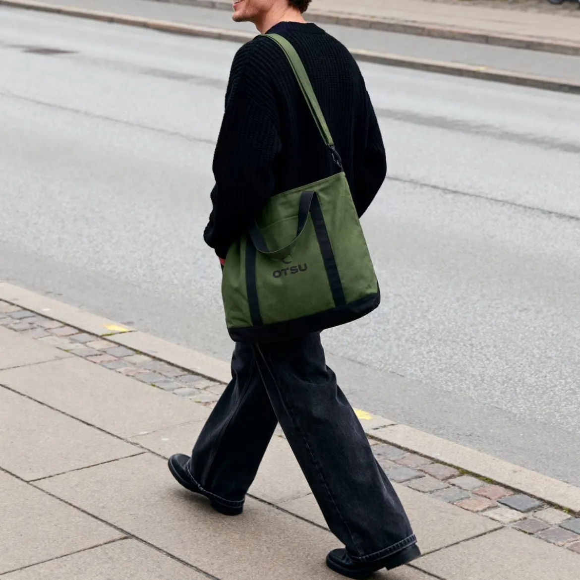 Otsu – Duża khaki torba tote z zamkiem