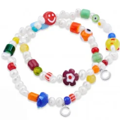 Pearlmania | Crystal Bloom wielobarwny zestaw bransoletek z pereł słodkowodnych i szklanych koralików