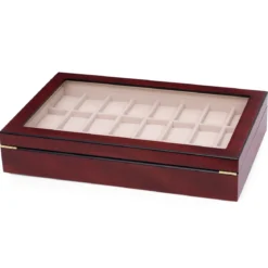 Pudełko do prezentowania zegarków z drewna wiśniowego - 24 zegarki