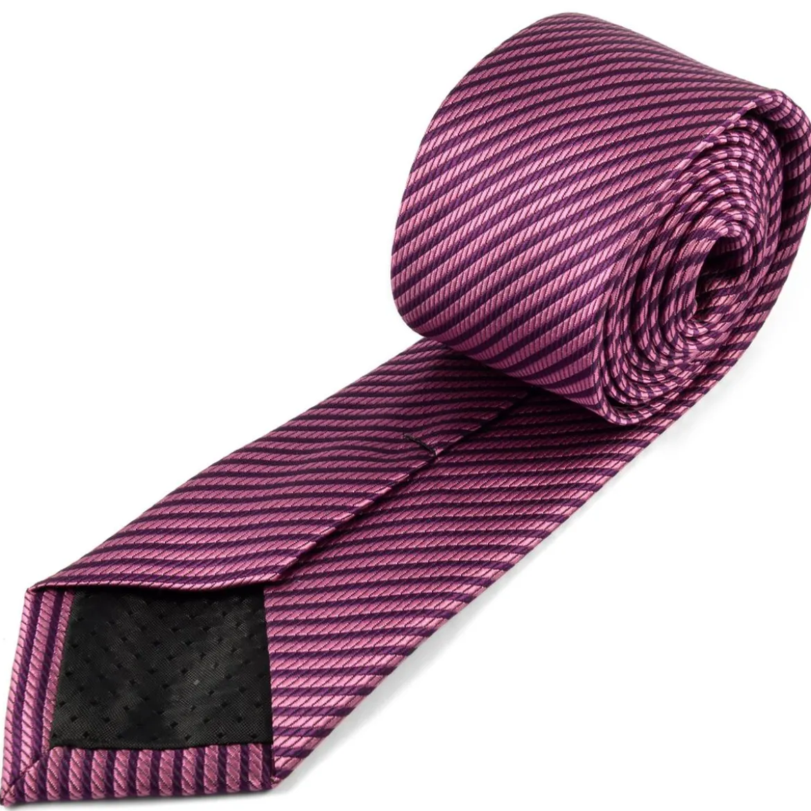 Purpurowy krawat z mikrofibry w paski