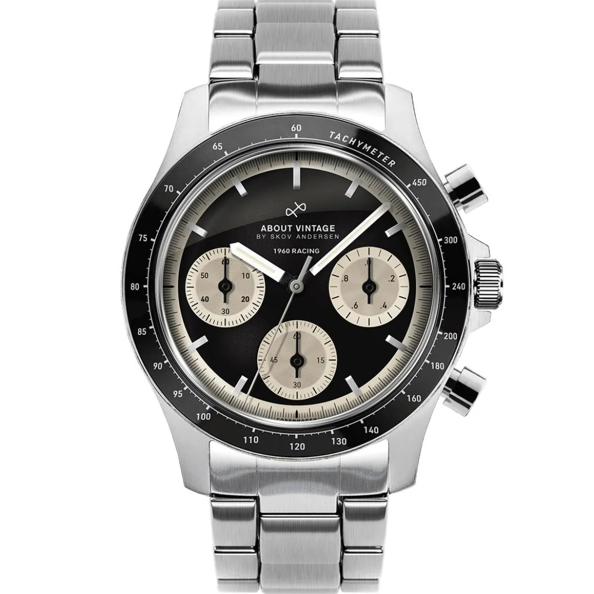 1960 Racing Chronograph | Stal chirurgiczna, czarny i złamana biel