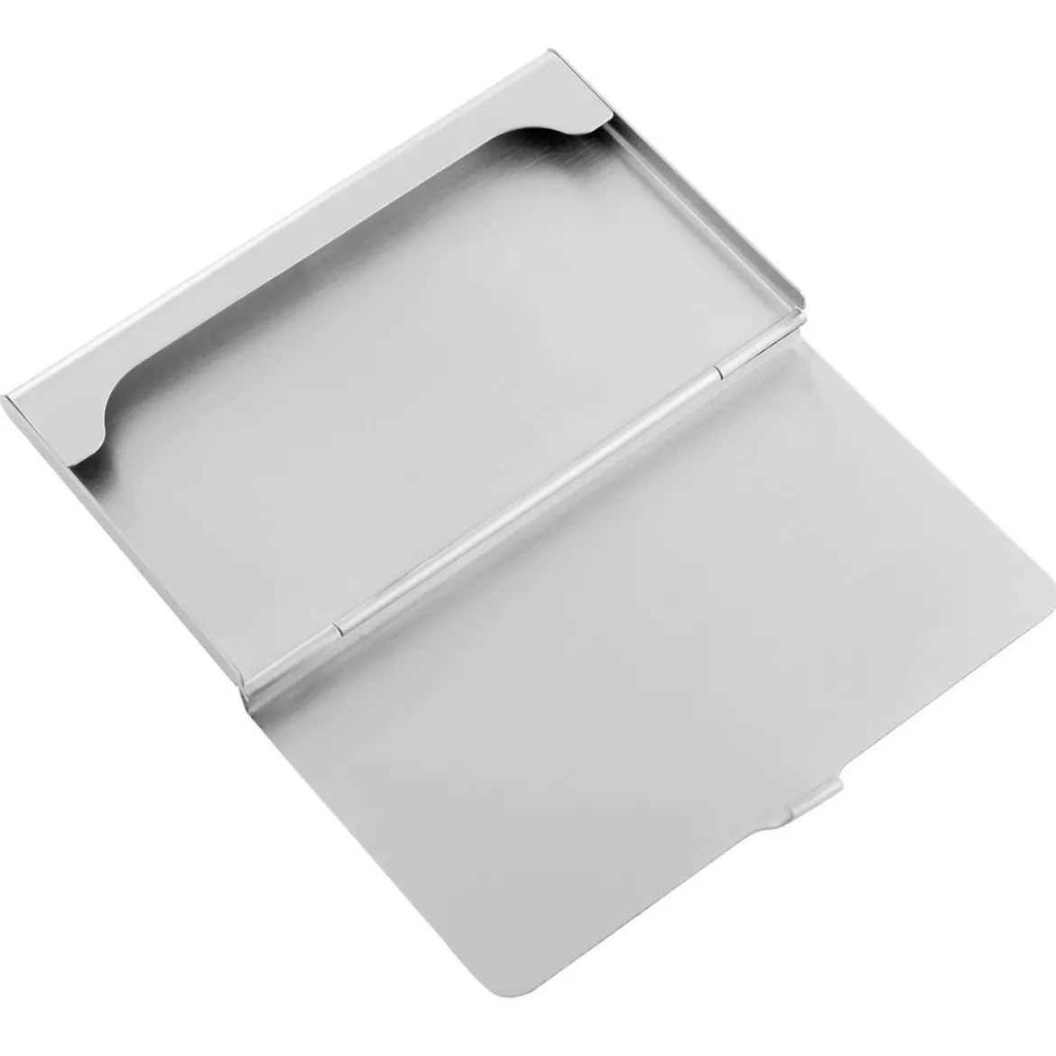 Smukłe etui na karty ze szczotkowanej stali w srebrnym tonie