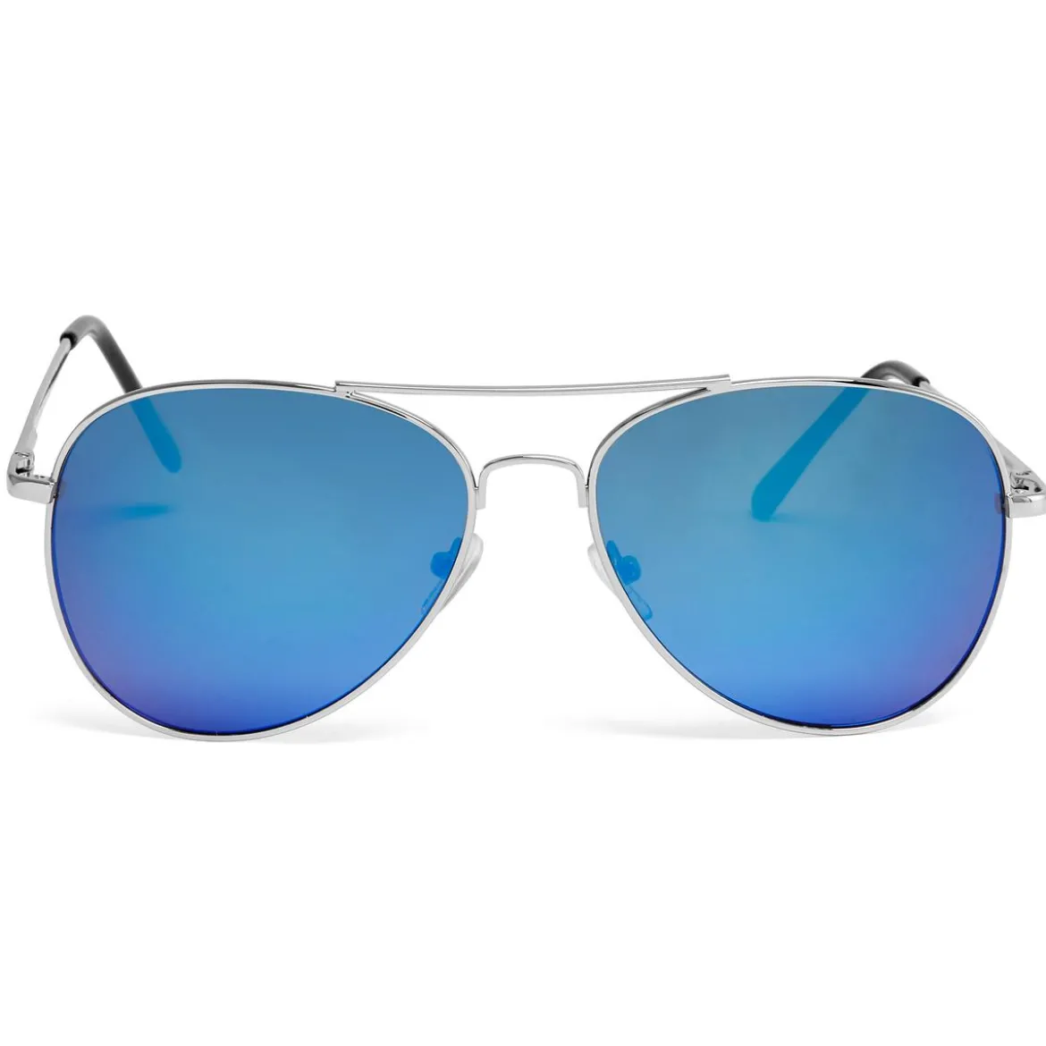 Srebrzysto-niebieskie lustrzane okulary przeciwsłoneczne aviator