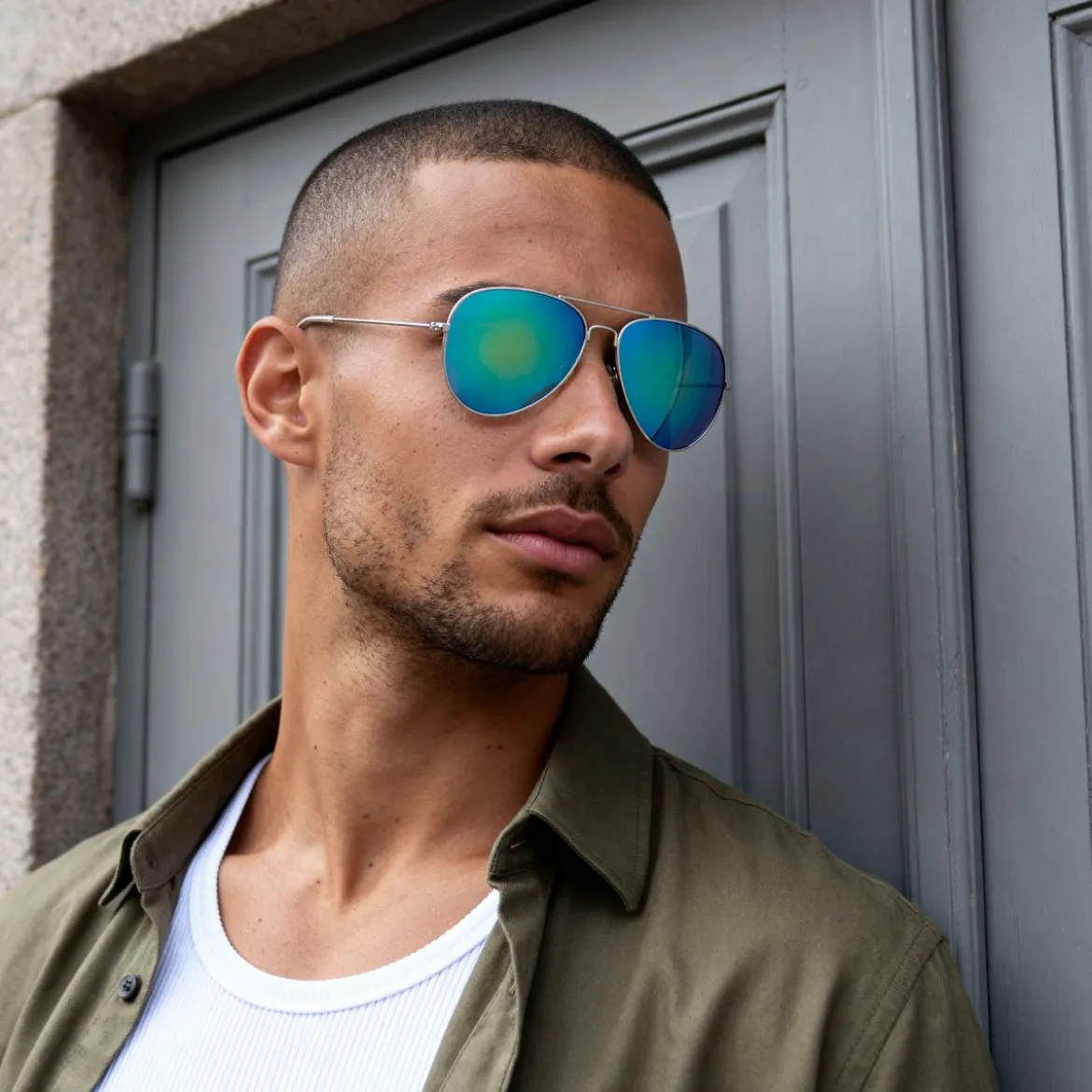 Srebrzysto-niebieskie polaryzacyjne okulary przeciwsłoneczne aviator