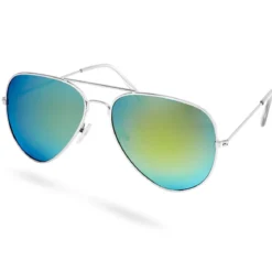 Srebrzysto-niebieskie polaryzacyjne okulary przeciwsłoneczne aviator