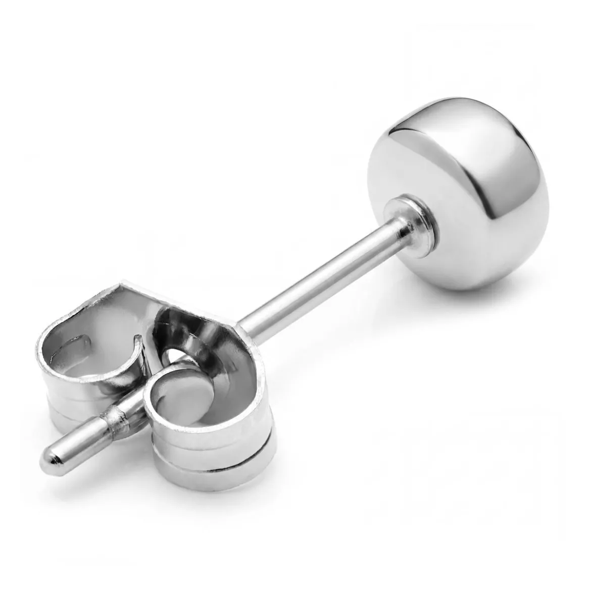 Srebrzysty stalowy kolczyk sztyft 4 mm