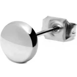 Srebrzysty stalowy kolczyk sztyft 6 mm