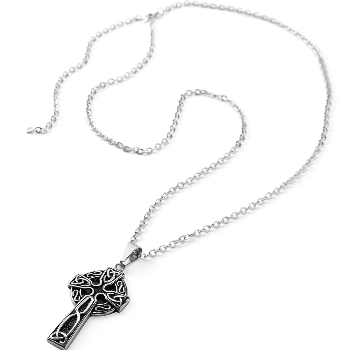 Stalowy naszyjnik z krzyżem celtyckim