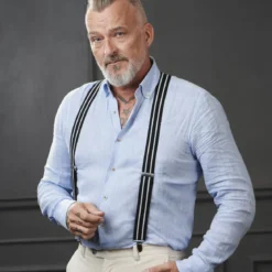 Szelki w czarno-białe paski