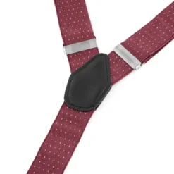 Szerokie burgundowe szelki w kropki na klipsy