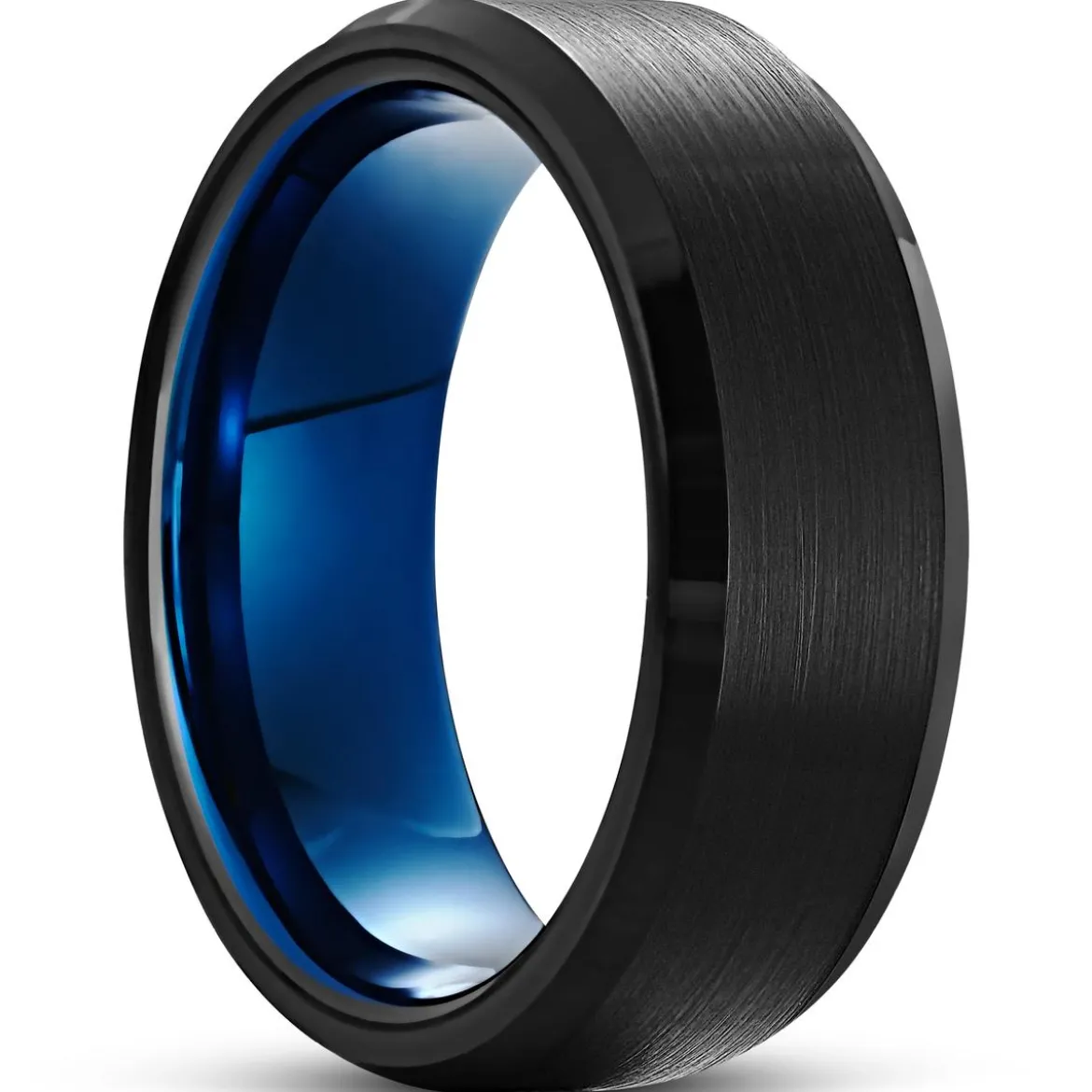 Terra | 8 mm czarno-niebieski pierścionek z węglika wolframu