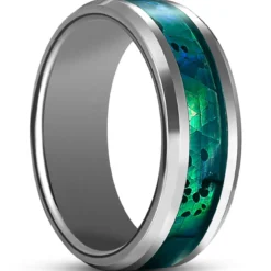 Terra | 8 mm srebrzysty pierścionek z węglika wolframu z masą perłową