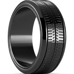 Tigris | 9 mm czarny teksturowany ruchomy pierścionek