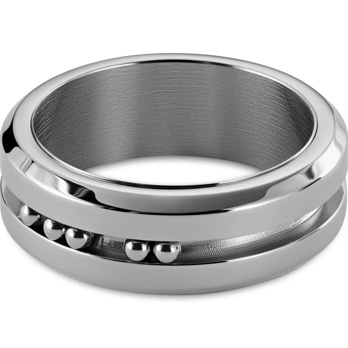 Tigris | 8 mm srebrzysty ruchomy pierścionek z koralikami