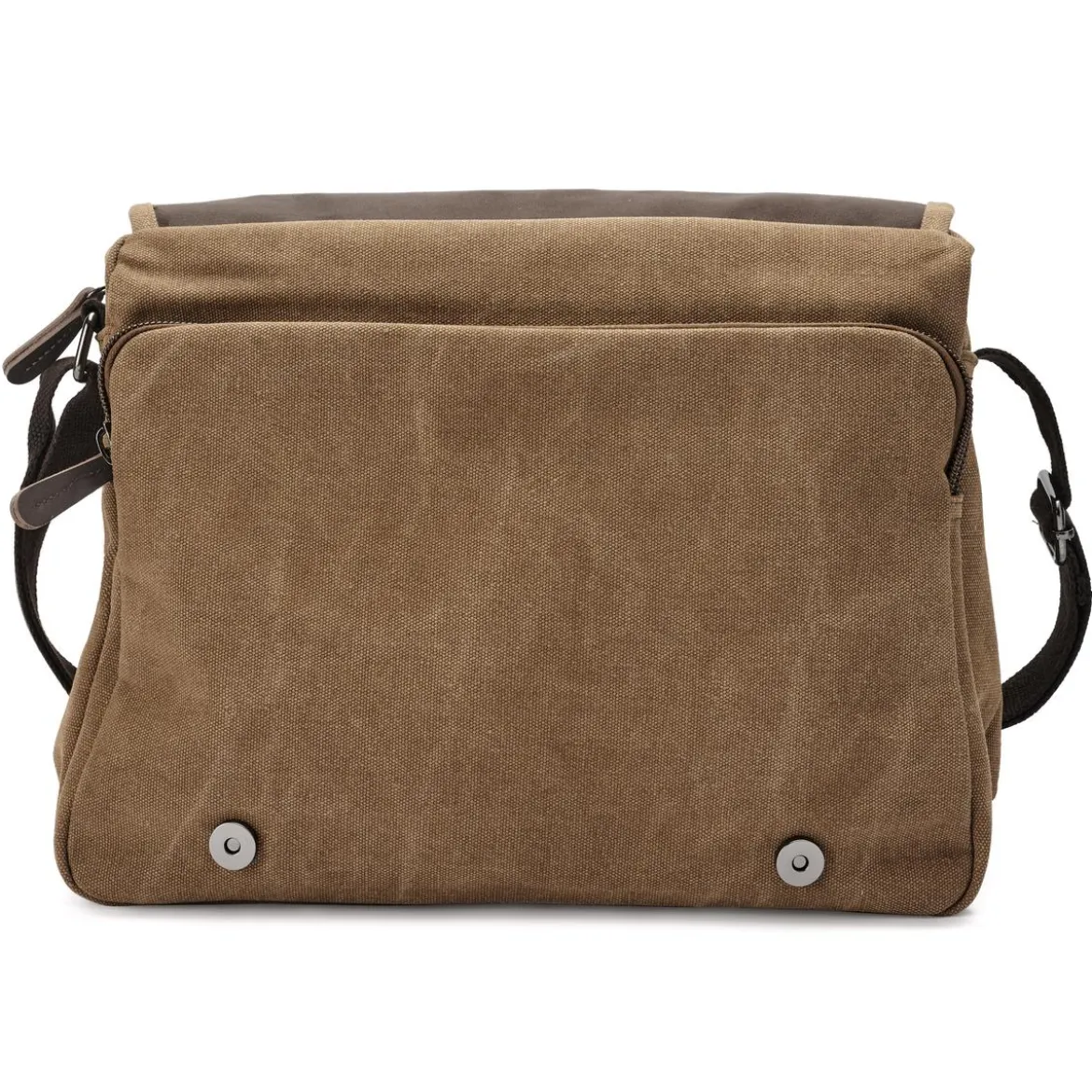 Torba listonoszka vintage z karmelowego płótna i brązowej skóry