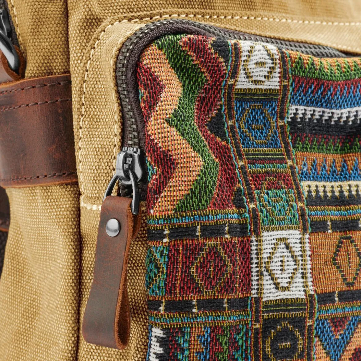 Torba Na Ramię Boho Z Jasnobrązowego Płótna Retro