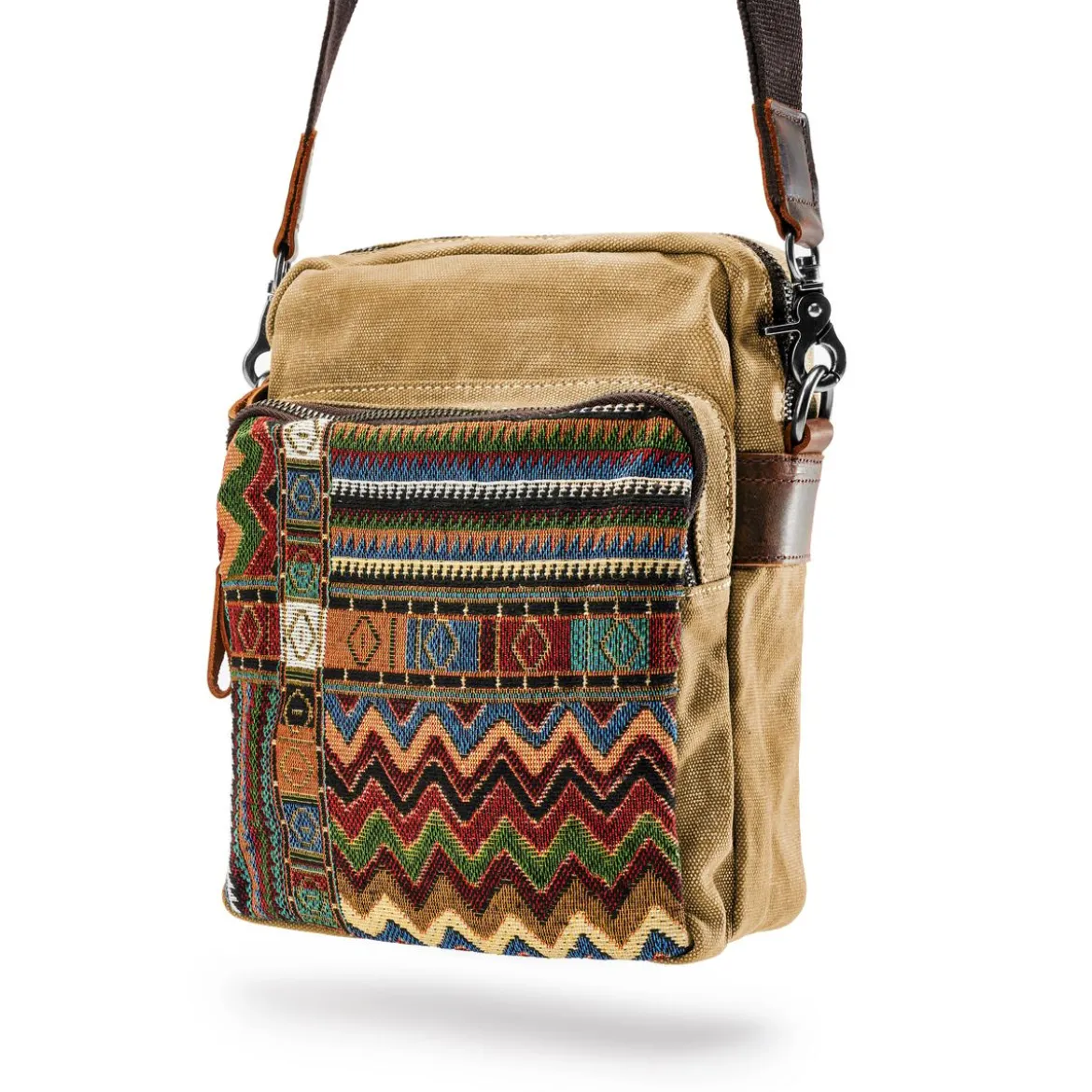 Torba Na Ramię Boho Z Jasnobrązowego Płótna Retro