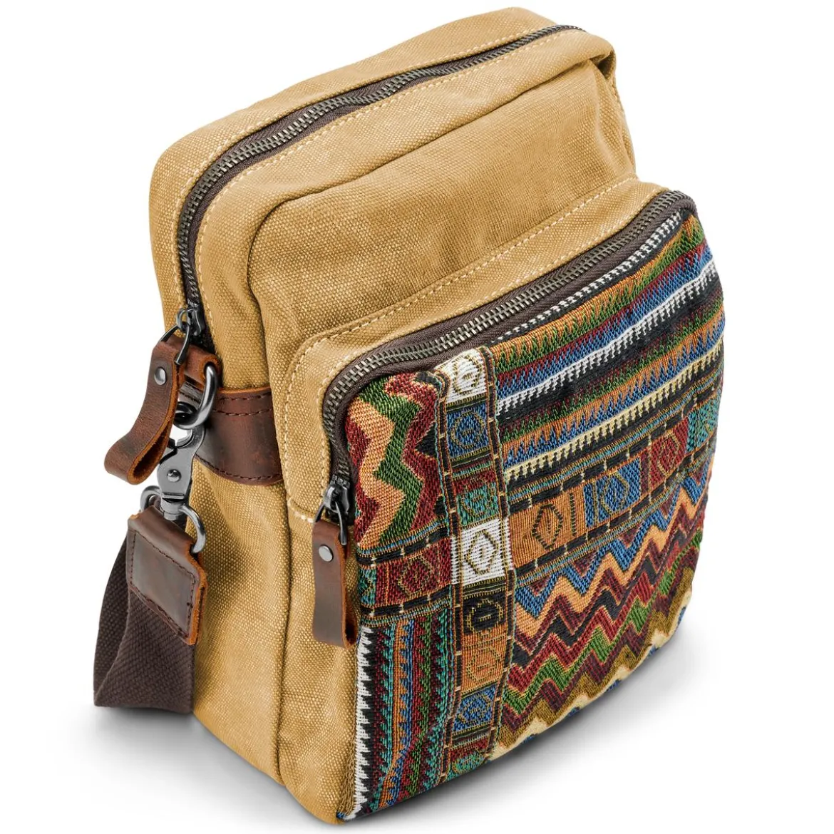 Torba Na Ramię Boho Z Jasnobrązowego Płótna Retro