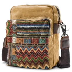 Torba Na Ramię Boho Z Jasnobrązowego Płótna Retro