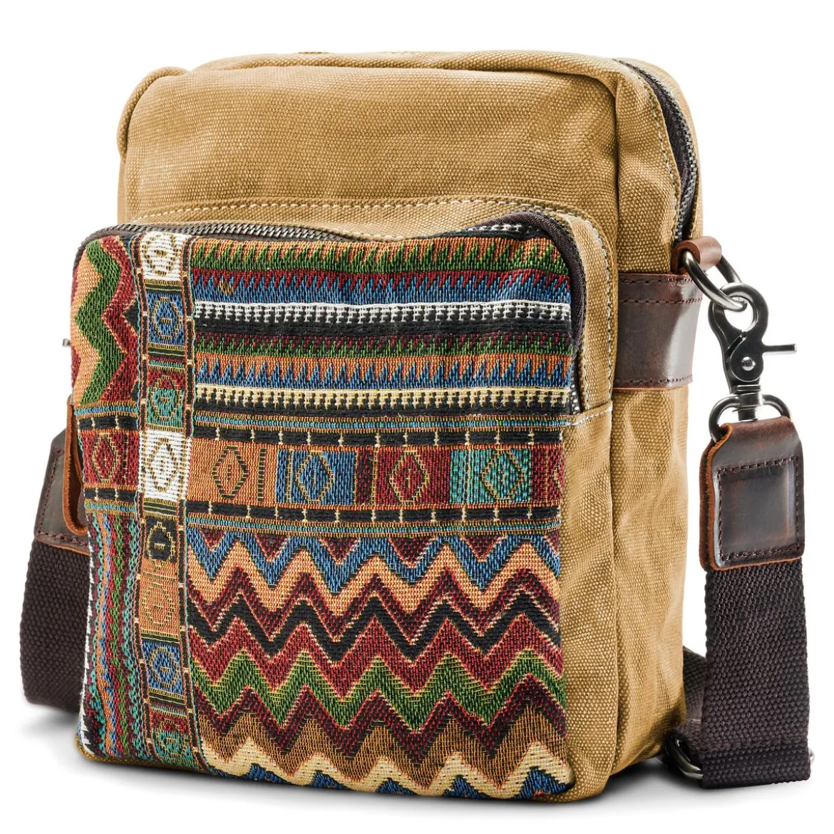 Torba Na Ramię Boho Z Jasnobrązowego Płótna Retro
