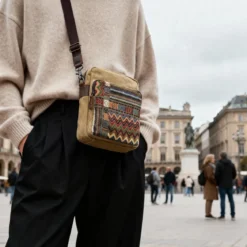 Torba Na Ramię Boho Z Jasnobrązowego Płótna Retro