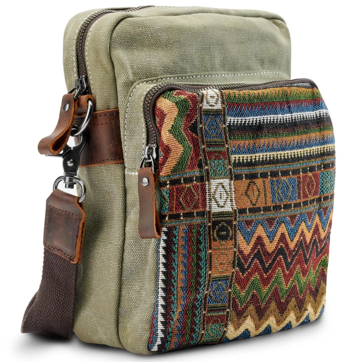 Torba Na Ramię Boho Z Płótna W Kolorze Retro Army Green