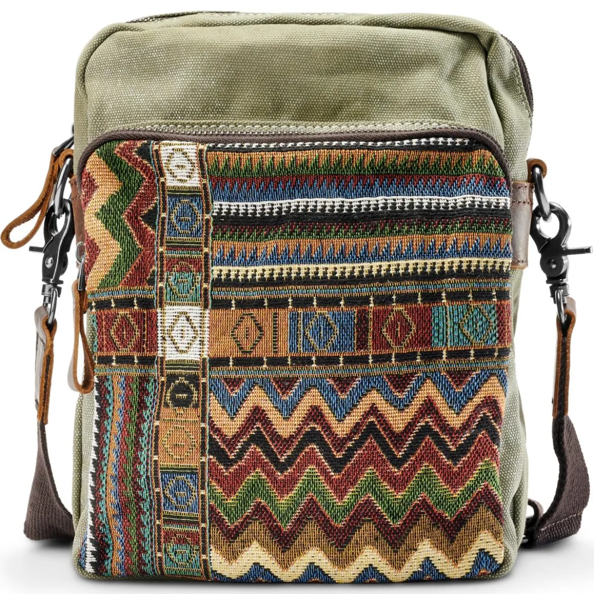 Torba Na Ramię Boho Z Płótna W Kolorze Retro Army Green